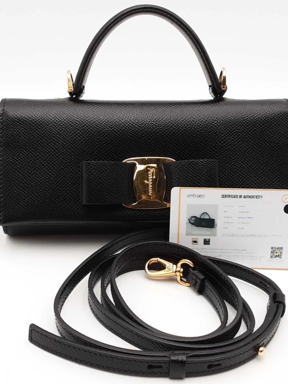 Salvatore Ferragamo Black Vara Bow Top-Handle Satchel